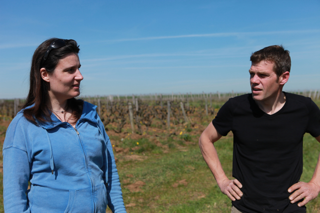 Anne-Cécile and Tanguy in their vineyard by Le Clos du Bourg, Vouvray.